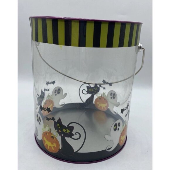 Halloween Gift Bucket Pail Trick or Treat Pumpkin Ghost Black Cat Container - Picture 13 of 16